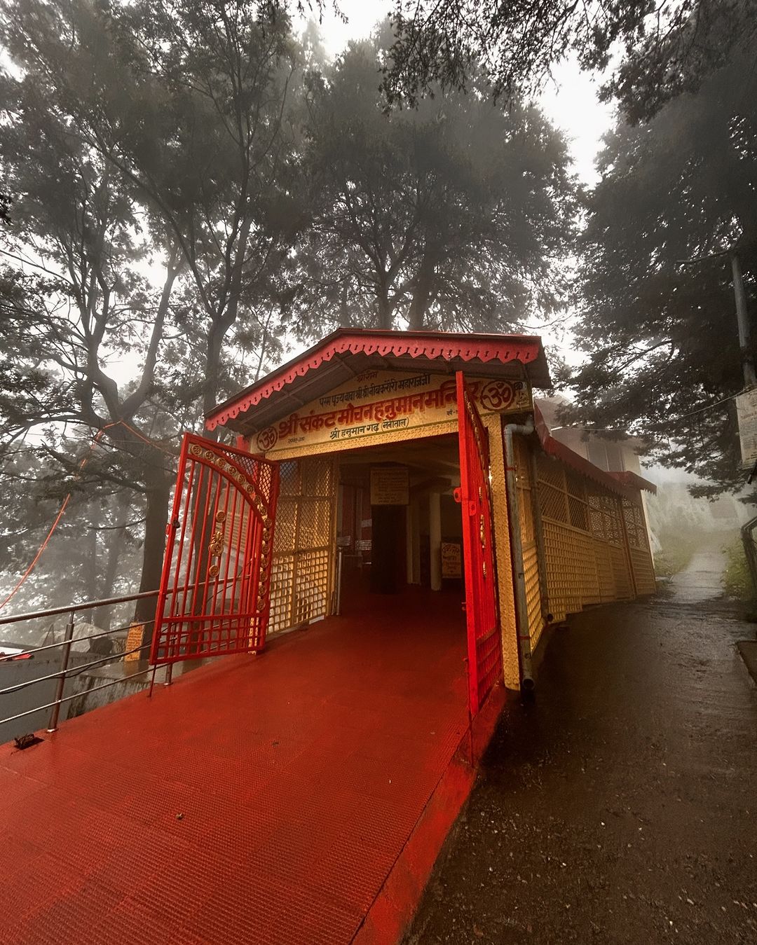 Hanuman Garhi Temple in Nainital with scenic sunset and mountain views